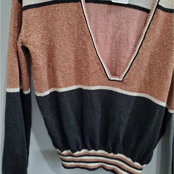 NWT Free People gold sparkle low neck top
